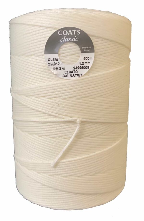 Braided Waxed 500m White (1.0mm & 1.2mm)